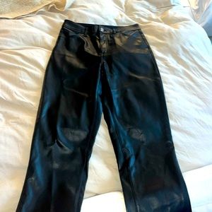 Express Faux Leather Modern Straight High Rise Pants